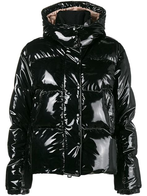girls shiny black imitation monclair coat